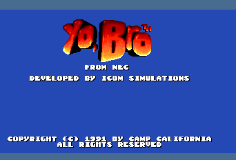Yo Bro title screen for TurboGrafx-16